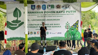 Ini Misi PWI Babel Tanam 500 Bibit Kayu Putih di DAM 1 Pemali